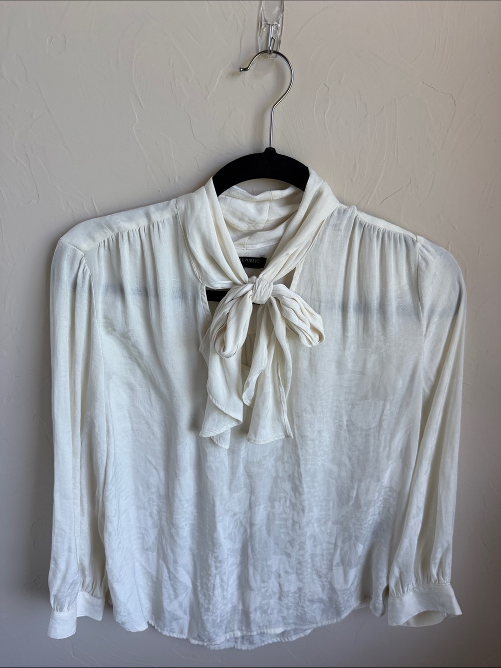 Banana Republic Ivory Tie-Neck Blouse